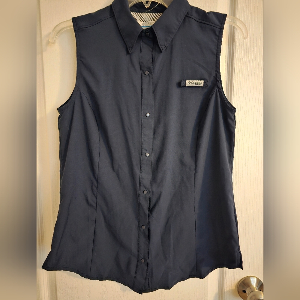 Womens Columbia PFG navy sleeveless shirt Small